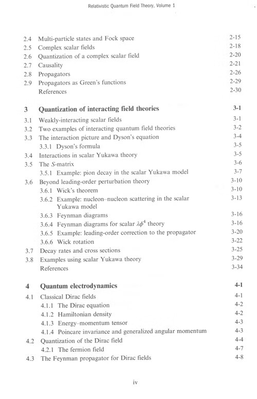 Table of contents: Relativistic Quantum Field Theory: Volume 1, Canonical Formalism (ISBN:9787576706574)