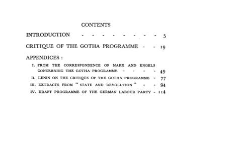 Table of contents: The Classics of Marxism and Leninism: Critique of the Gotha Programme (ISBN:9787511741585)