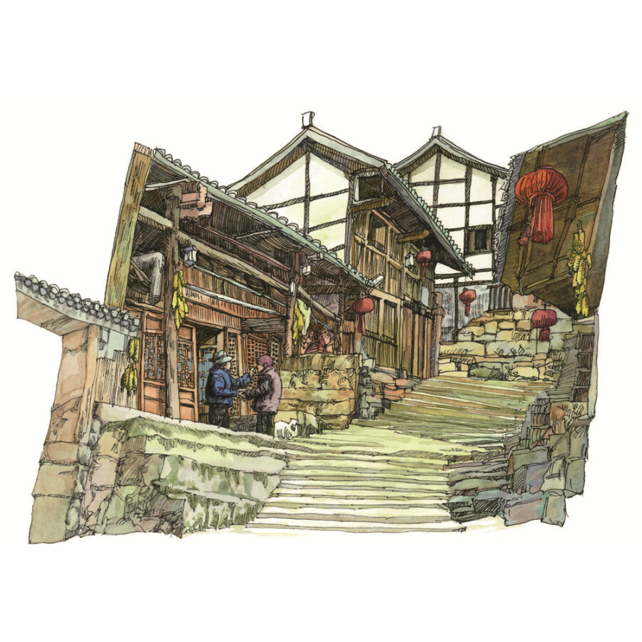 Sample pages of Hand-Drawn Classic Travel Landmarks: Ancient Chinese Towns (ISBN:9787514620696)