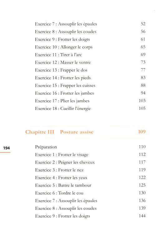 Table of contents: Exercices Imperiaux pour la sante (ISBN:9787119139661)