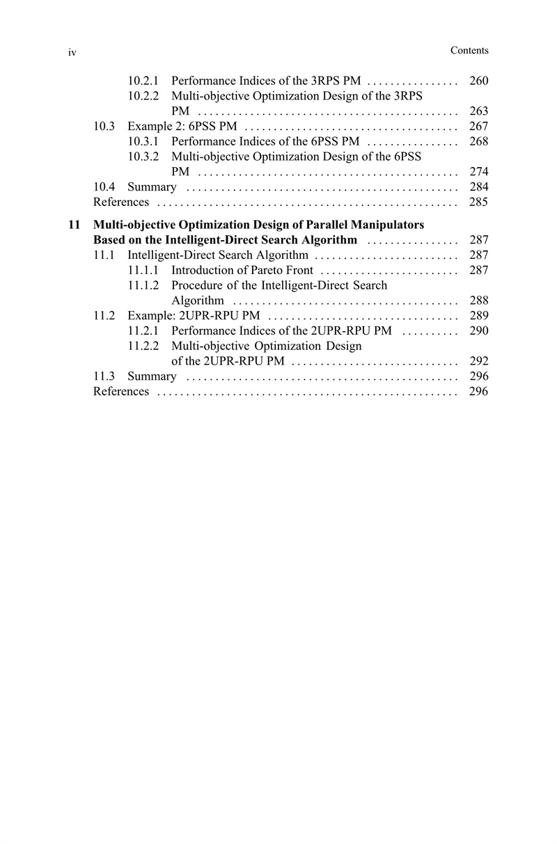 Table of contents: Performance Analysis and Optimization of Parallel Manipulators (ISBN:9787577201429)