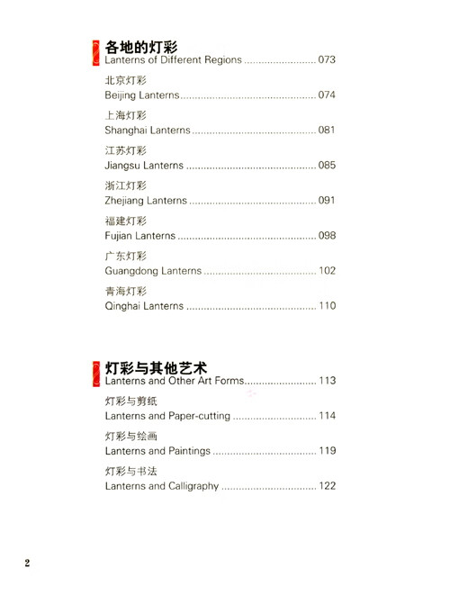 Table of contents: Symbols of China: Chinese Lanterns (ISBN:9787566023407)
