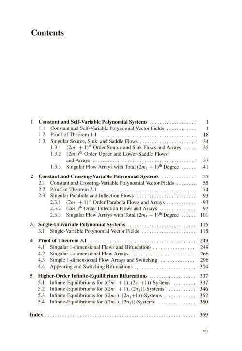 Table of contents: 1-dimensional Flow Arrays and Bifurcations in Planar Polynomial Systems (ISBN:9787040652789)