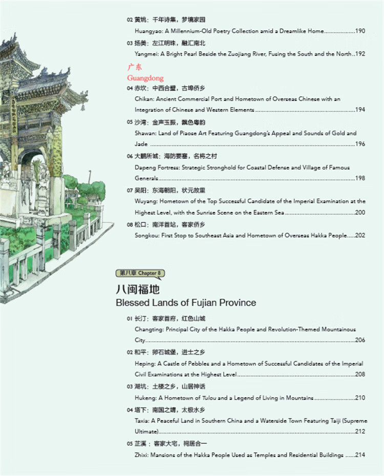 Table of contents: Hand-Drawn Classic Travel Landmarks: Ancient Chinese Towns (ISBN:9787514620696)