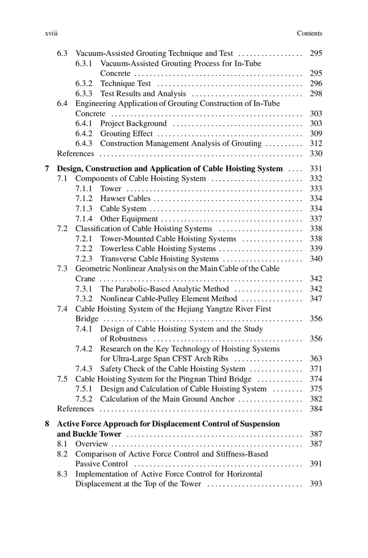 Table of contents: Innovative Technology for 500-meter Scale Concrete-Filled Steel Tubular Arch Bridge Construction (ISBN:9787547868645)