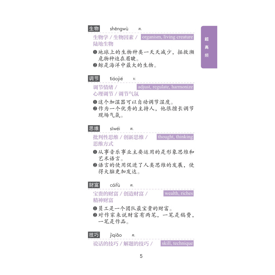 Sample pages of New HSK Vocabulary Graded by Frequency (Grade 6) (ISBN:9787513824835)