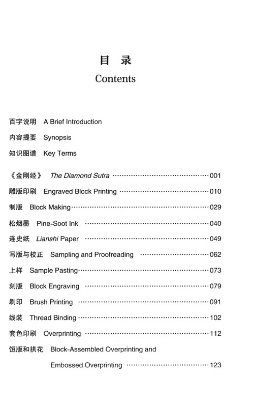 Table of contents: Chinese Engraved Block Printing (ISBN:9787305264443)