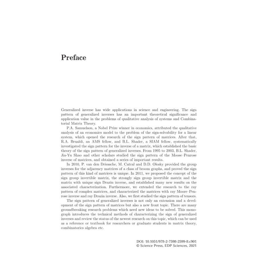 Sample pages of Sign Pattern for Generalized Inverses (ISBN:9787030685681)