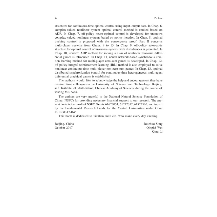 Sample pages of Adaptive Dynamic Programming: Single and Multiple Controllers (ISBN:9787030605276)