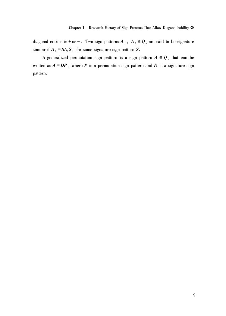 Sample pages of The Recent Research of Sign Pattern That Allows Diagonalizability (ISBN:9787569063226)