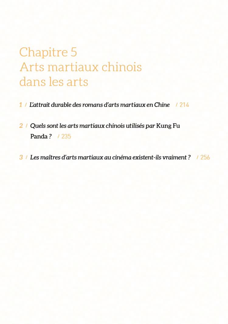 Table of contents: Arts Martiaux Chinois - légende et réalité (ISBN:9787513828512)