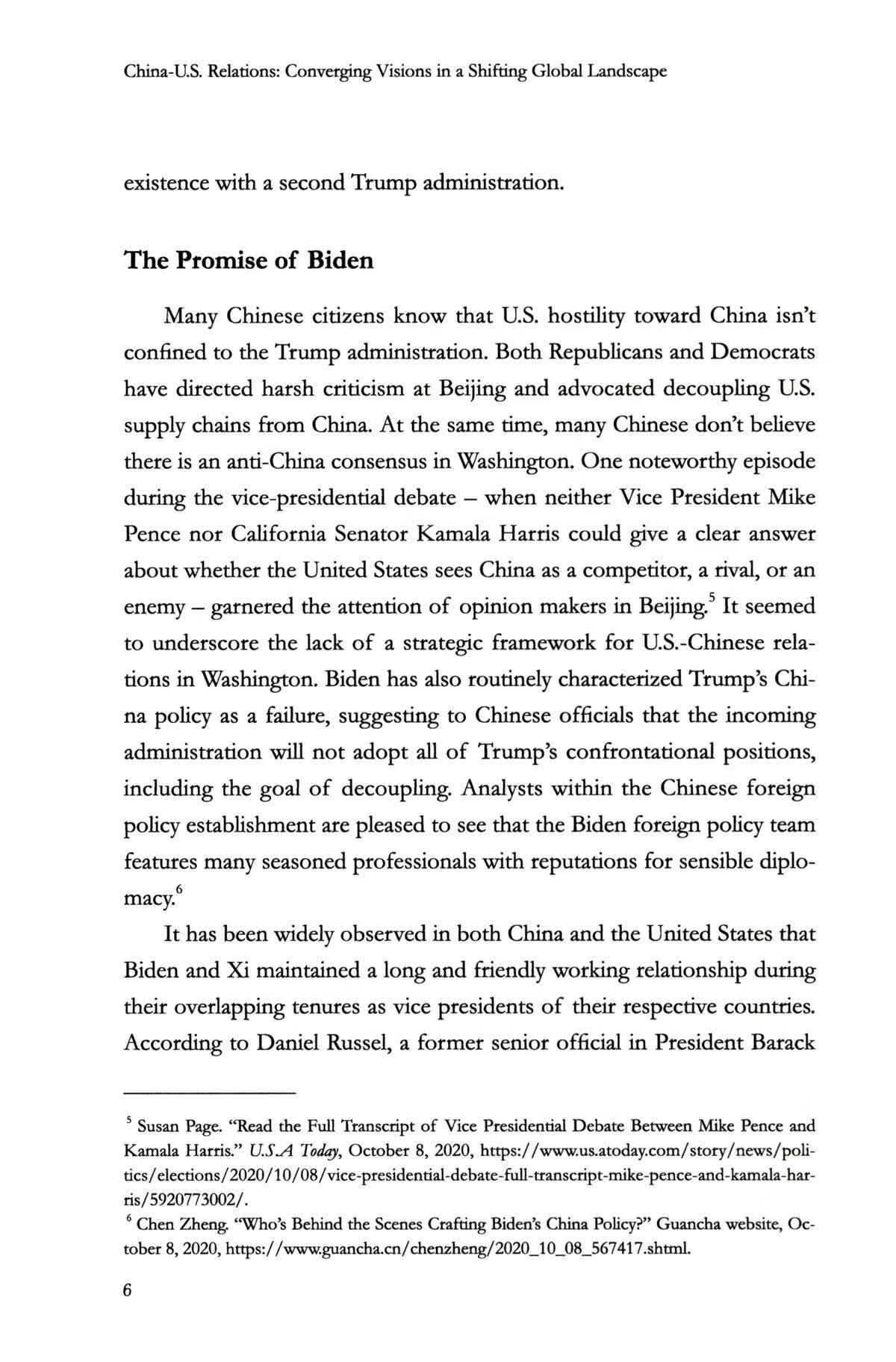 Sample pages of CHINA - U.S. RELATIONS CONVERGING VISIONS IN A SHIFTING GLOBAL LANDSCAPE (ISBN:9787119143804)