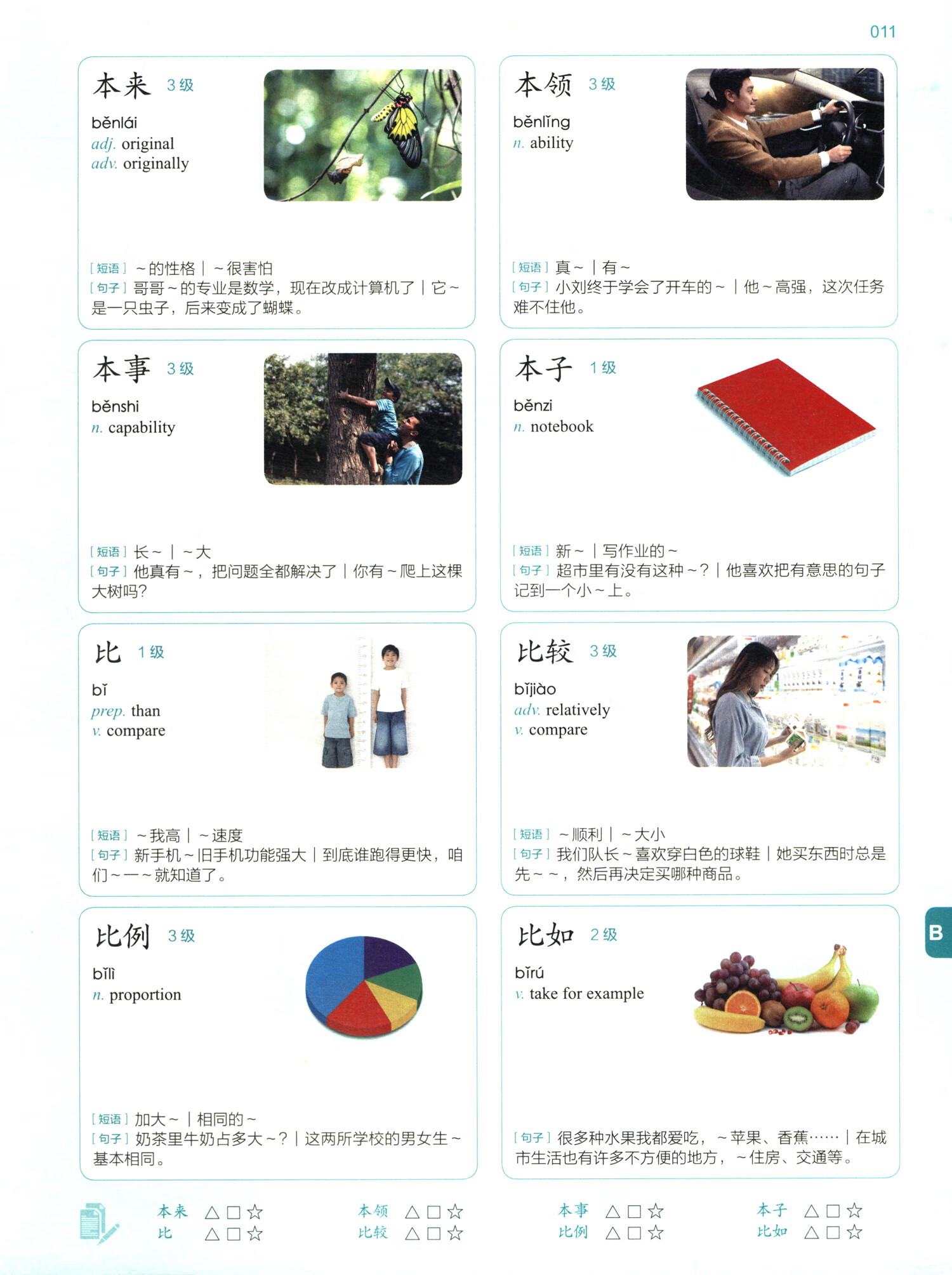 Sample pages of International Chinese Vocabulary Learning Book: The Elementary Level (ISBN:9787107380679)
