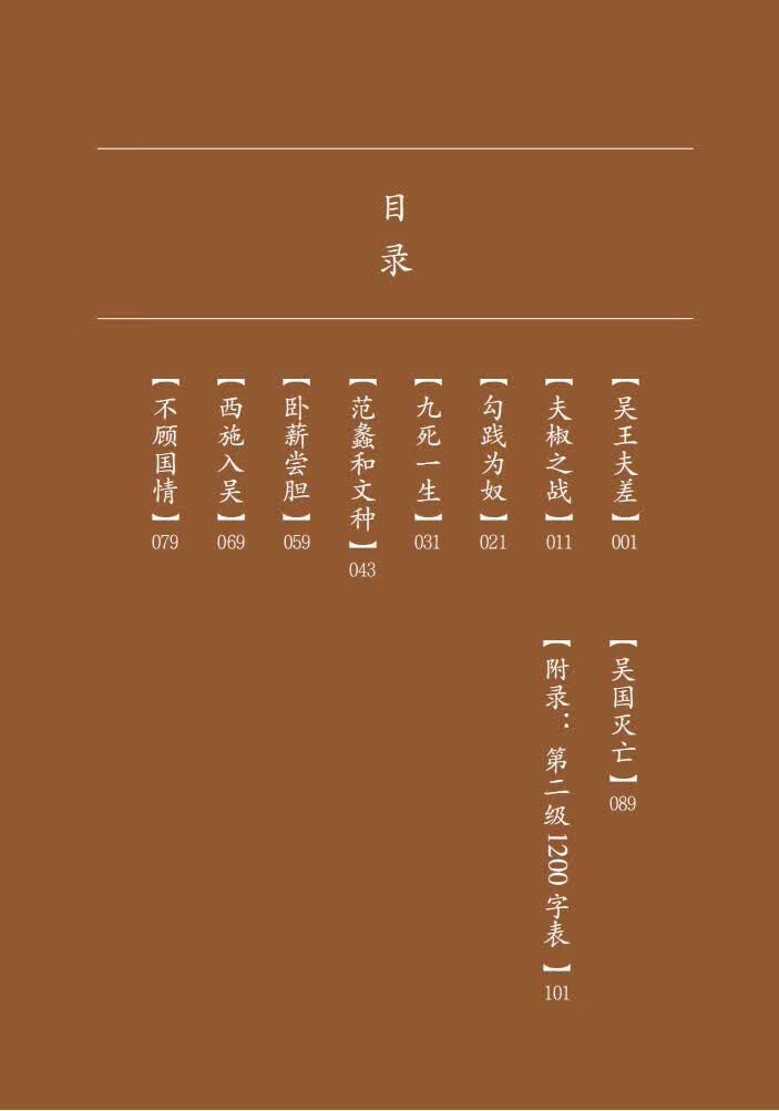 Table of contents: Home China Series - Graded Readers for Chinese Language Learners: Level 2 Vol 8 The Story of Kingdom Yue (ISBN:9787561960882)